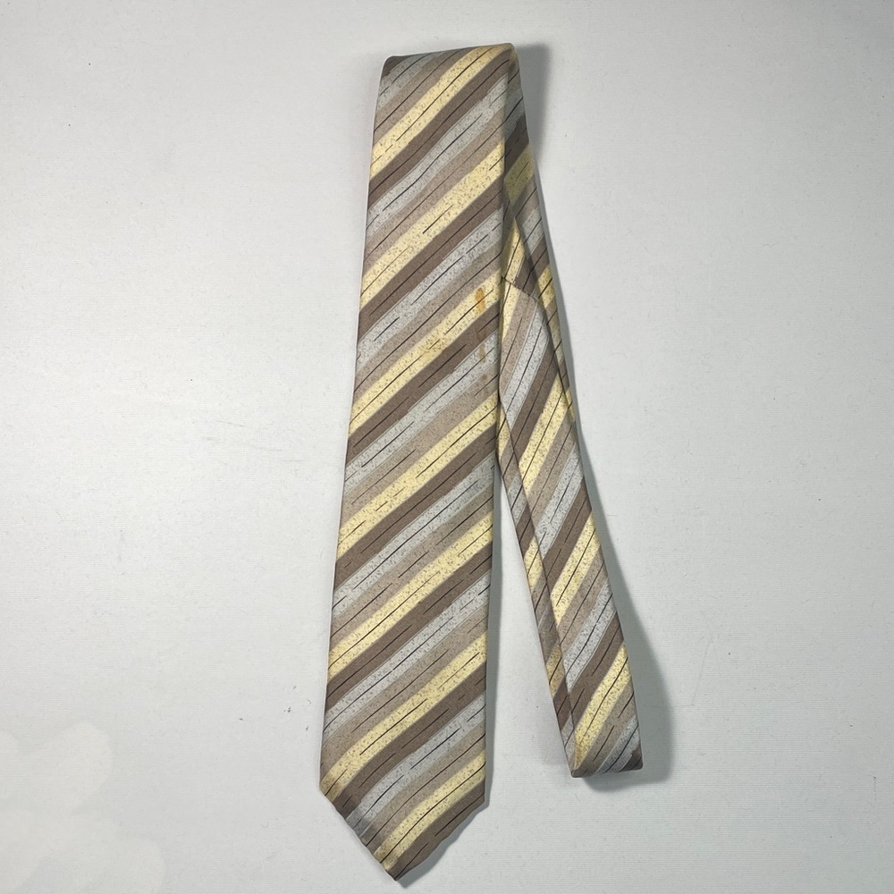 Dior Brown and Yellow Striped Tie